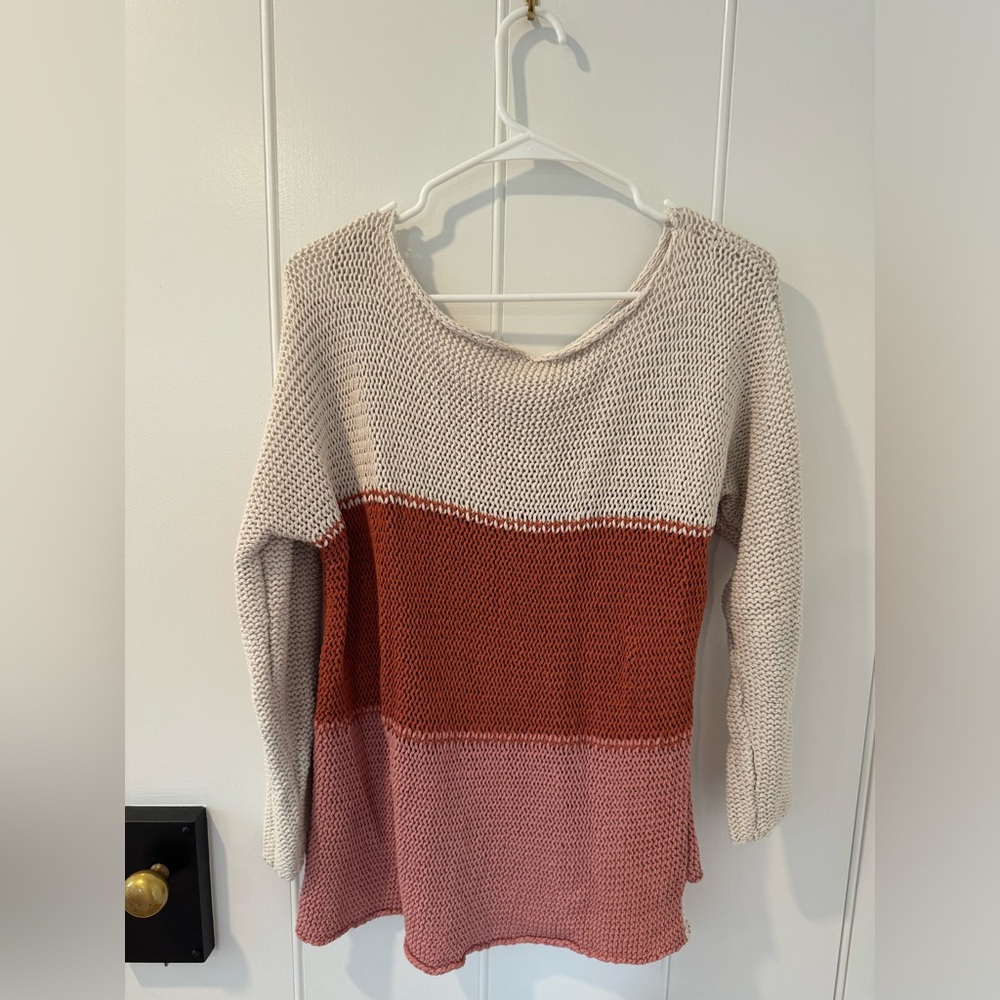 Oversized Color Block Stripe Sweater